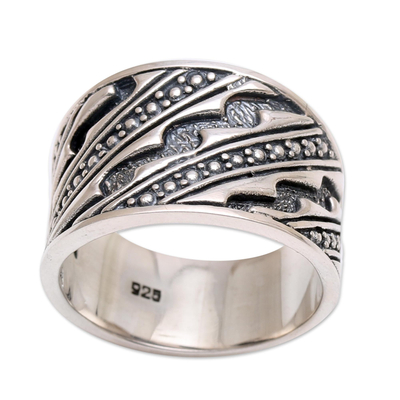 Men's sterling silver ring, 'Sanur Silence' - Men's Handcrafted Sterling Silver Band Ring