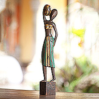 Wood sculpture, 'Fetching Water III' - Wood sculpture
