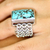 Sterling silver cocktail ring, 'Lovina Paradise' - Sterling Silver and Reconstituted Turquoise Ring thumbail