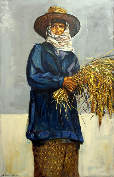 Realist Portrait Painting - Harvest | NOVICA