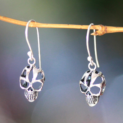 Sterling silver dangle earrings, 'Skeletal' - Sterling silver dangle earrings