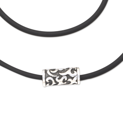 Men's sterling silver pendant necklace, 'Tribal Scroll' - Men's Sterling Silver Pendant Necklace from Indonesia