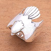 Anillo de plata de ley para hombre, 'Eagle Power' - Anillo de plata de ley para hombre de Indonesia