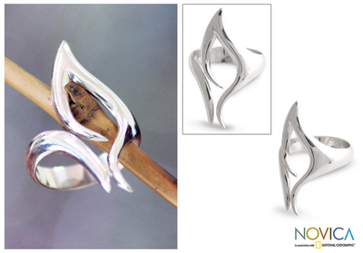 Men's sterling silver ring, 'Tribal Eye' - Men's Handcrafted Sterling Silver Ring