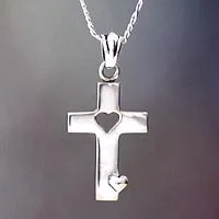 Men's sterling silver cross necklace, 'Soul Believer' - Men's Sterling Silver Cross Necklace