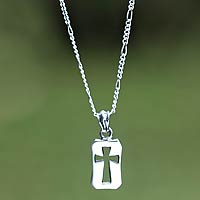 Men's sterling silver cross necklace, 'Believer'