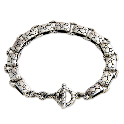 Men's sterling silver bracelet, 'Stone Age' - Men's sterling silver bracelet