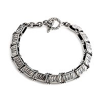 Men's sterling silver bracelet, 'Rolling Waves' - Men's sterling silver bracelet