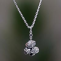 Garnet pendant necklace, 'Forest Mushroom'
