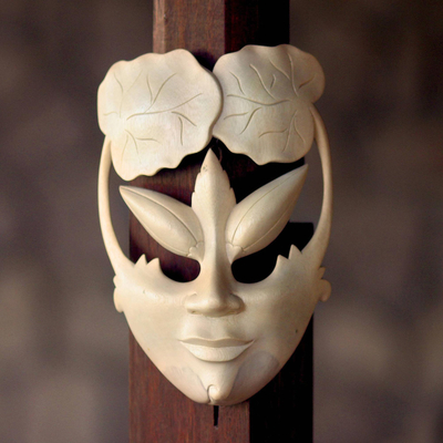 Wood mask, 'Water Lily Princess' - Wood mask