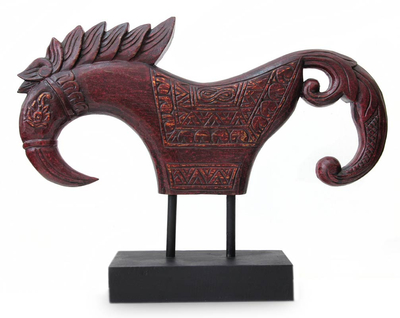 Wood sculpture, 'Jaran Kepang Horse' - Wood sculpture