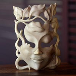 Handcrafted Contemporary Leaf Mask, 'Quirky'