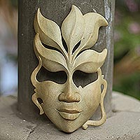 Wood mask, 'Face of Nature' - Handmade Wood Mask from Indonesia
