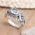 Blue topaz solitaire ring, 'Feminine Charm' - Handcrafted Blue Topaz and Sterling Silver Ring (image 2b) thumbail