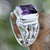 Men's amethyst ring, 'Wisdom Warrior' - Men's Sterling Silver and Amethyst Ring thumbail