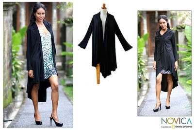 Jersey kimono jacket, 'Ebony Grace' - Jersey jacket