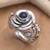 Amethyst flower ring, 'Rose of Peace' - Hand Crafted Floral Sterling Silver and Amethyst Ring (image 2) thumbail