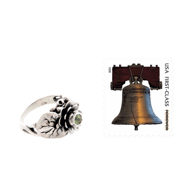 Peridot-Blumenring - Handgefertigter Ring aus Peridot und Sterlingsilber