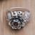 Garnet flower ring, 'Lotus Purity' - Garnet and Sterling Silver Flower Ring thumbail