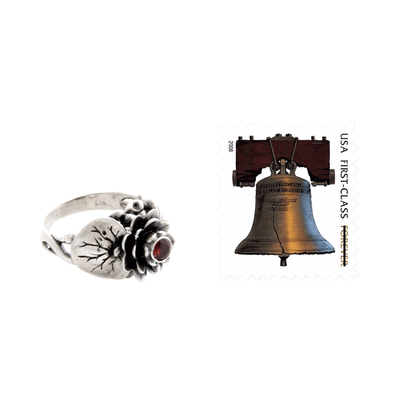 Garnet flower ring, 'Lotus Purity' - Garnet and Sterling Silver Flower Ring