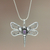 Amethyst pendant necklace, 'Lavender Dragonfly' - Amethyst and Sterling Silver Necklace thumbail