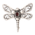 Garnet brooch pin, 'Scarlet Dragonfly' - Indonesian Garnet and Silver Brooch Pin
