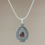 Garnet pendant necklace, 'Queen of Bali' - Handcrafted Sterling Silver and Garnet Pendant Necklace thumbail