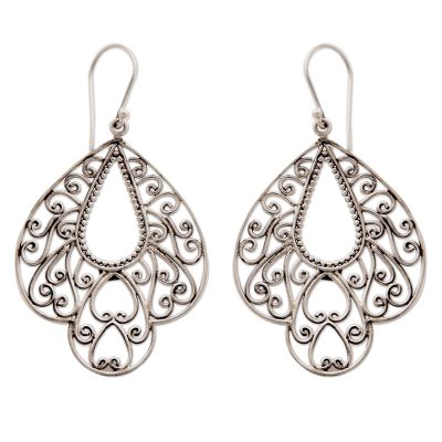 Sterling silver filigree earrings, 'Bali Complexion' - Sterling Silver Dangle Earrings
