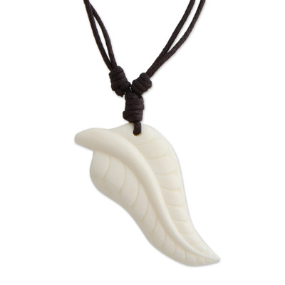 Novica Artisan Crafted Tropical Leaf Pendant Necklace from Bali