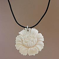 Pendant necklace, 'Morning Blossom' - Fair Trade Indonesian Floral Pendant Necklace