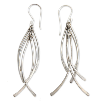 Sterling silver dangle earrings, 'Winter Twigs' - Handmade Sterling Silver Dangle Earrings