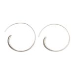 Sterling silver half hoop earrings, 'Spin Me' (large) - Modern Sterling Silver Half Hoop Earrings