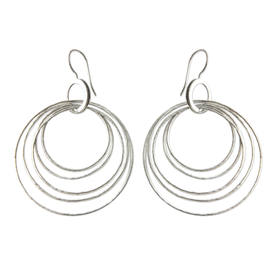 Sterling silver dangle earrings, 'Five Orbits' - Fair Trade Sterling Silver Dangle Earrings
