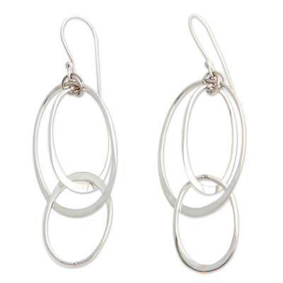 Sterling silver dangle earrings, 'Linked to You' - Unique Sterling Silver Dangle Earrings from Indonesia