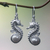 Pearl dangle earrings, 'Sea Horse Treasure' - Unique Sterling Silver and Pearl Dangle Earrings thumbail
