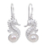 Pearl dangle earrings, 'Sea Horse Treasure' - Unique Sterling Silver and Pearl Dangle Earrings (image 2a) thumbail