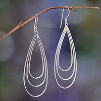 Sterling silver dangle earrings, 'Tears of Joy' - Sterling Silver Dangle Earrings
