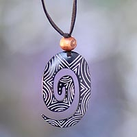 Bone pendant necklace, 'Life's Energy' - Bone pendant necklace
