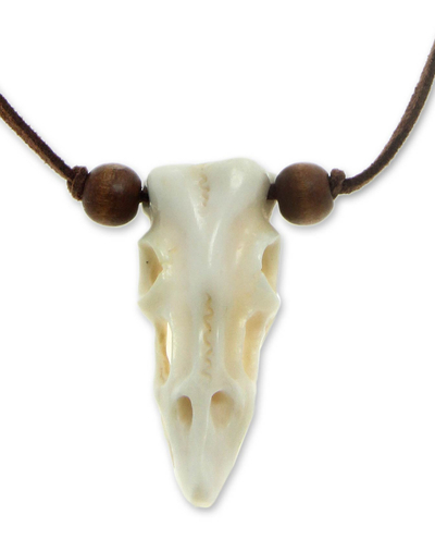 Men's bone pendant necklace, 'Fossilized' - Men's Cow Bone Pendant Necklace