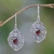 Garnet dangle earrings, 'Kuta Princess' - Fair Trade Sterling Silver and Garnet Dangle Earrings thumbail