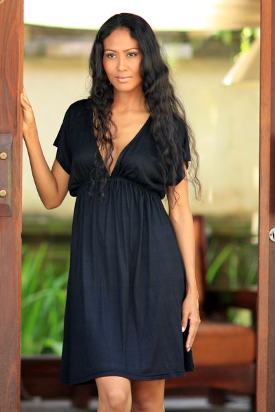 Jersey dress, 'Black Denpassar Chic' - Jersey dress