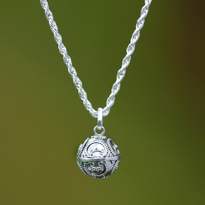 Collar bola armonía en plata de primera ley - Collar de bola armonía de plata de ley hecho a mano artesanalmente