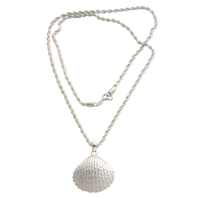 Cultured pearl pendant necklace, 'Oyster Secrets' - Hand Made Pearl and Sterling Silver Pendant Necklace