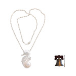 Cultured pearl pendant necklace, 'Sea Horse Treasure' - Sterling Silver and Pearl Pendant Necklace