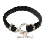 Men's leather braided bracelet, 'Groove' - Men's Hand Crafted Leather Bracelet