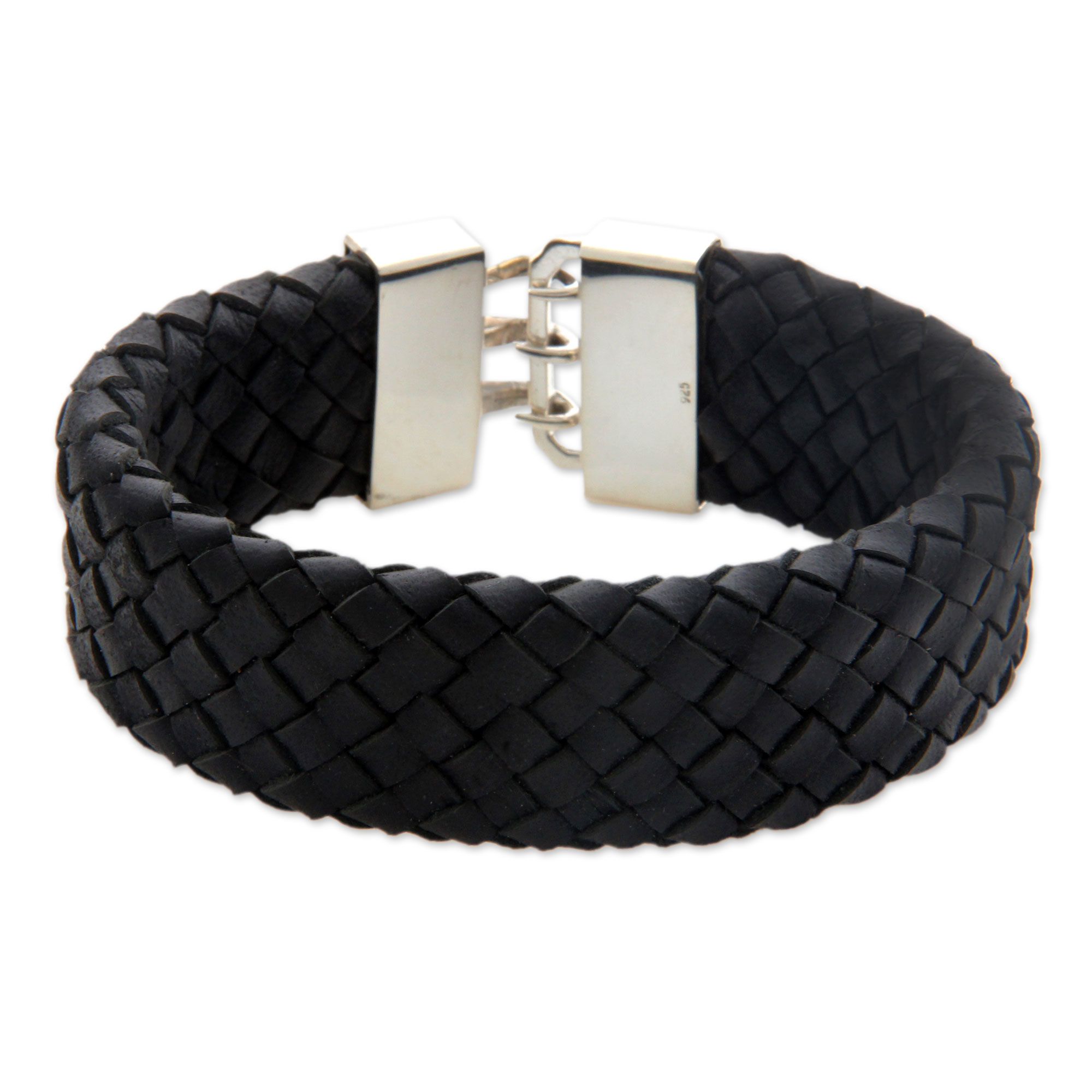 UNICEF Market | Mens Sterling Silver and Leather Braided Wristband ...