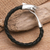 Men's leather bracelet, 'Shark' - Men's Leather and Sterling Silver Bracelet (image 2) thumbail