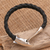 Men's leather bracelet, 'Shark' - Men's Leather and Sterling Silver Bracelet (image 2c) thumbail