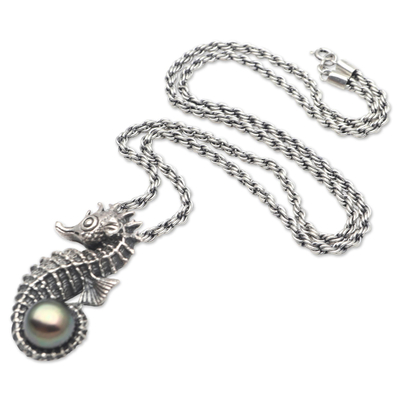 Halskette mit Anhänger aus Zuchtperlen - Halskette mit Anhänger aus Sterlingsilber und Perlen