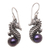 Cultured pearl dangle earrings, 'Sea Horse Legend' - Indonesian Sterling Silver and Pearl Dangle Earrings (image 2a) thumbail